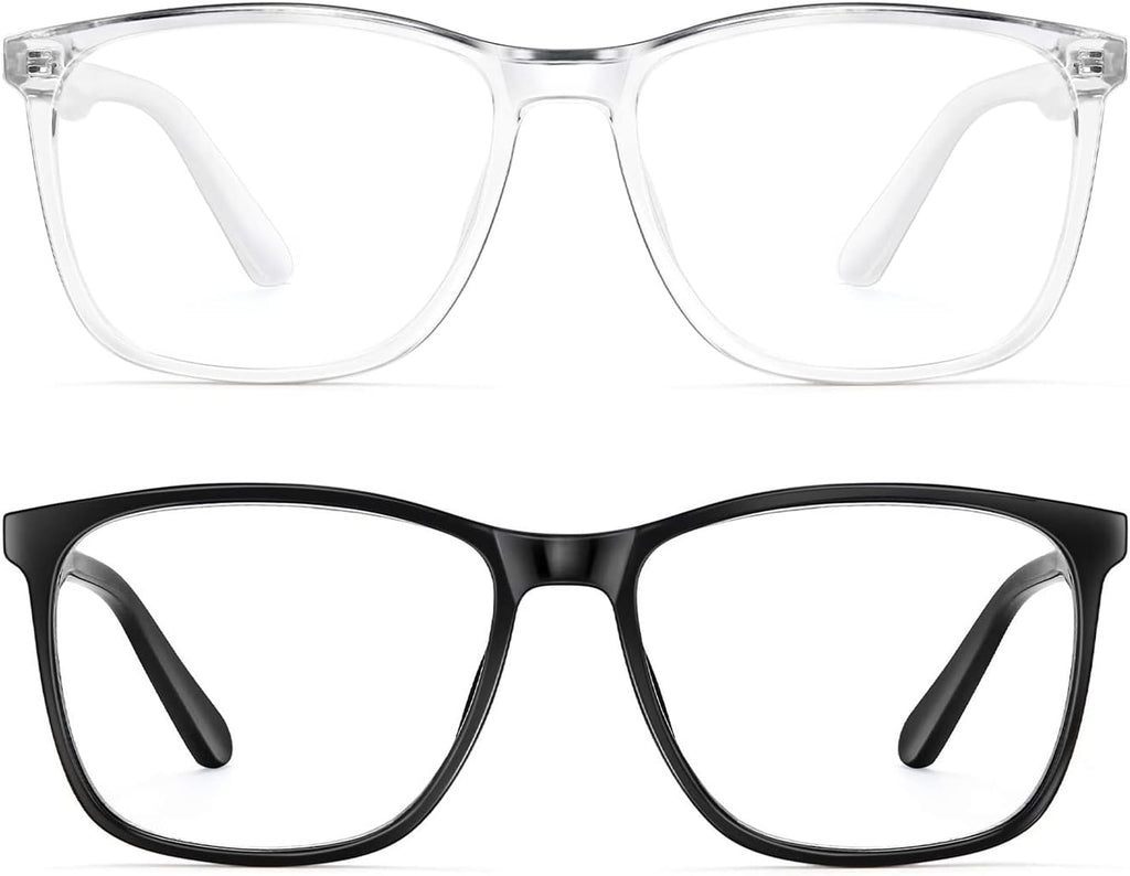 Blue Light Blocking Glasses Women/Men, Fashion Lightweight Frame Computer Eye Glasses anti Eyestrain & UV Glare for Gaming & Reading, 2-Pack (A)